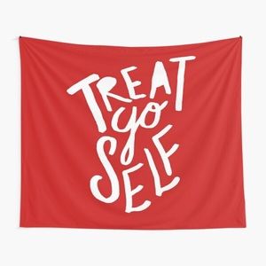 Red “Treat Yo Self” Wall Tapestry Decor